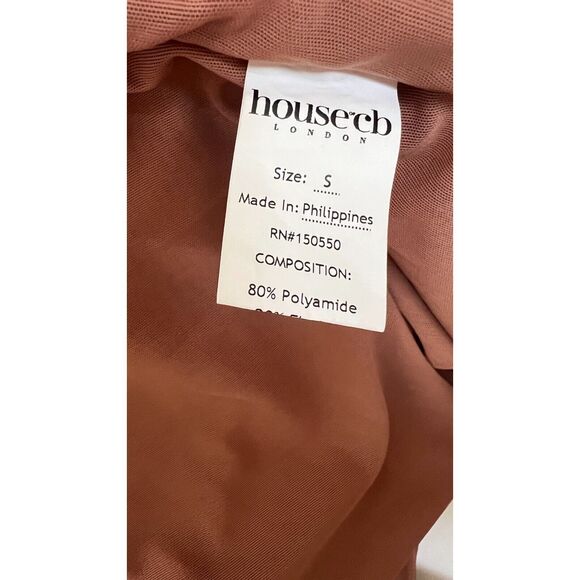 HOUSE OF CB Valentina One-Shoulder Midi Dress Womens Small Mocha Asymmetric Cut - Picture 6 of 7